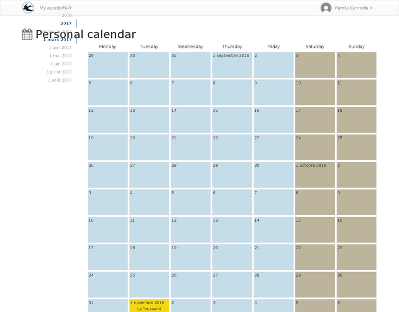 The user calendar