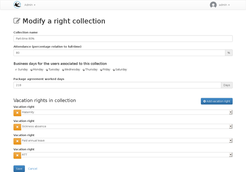 Rights collection settings